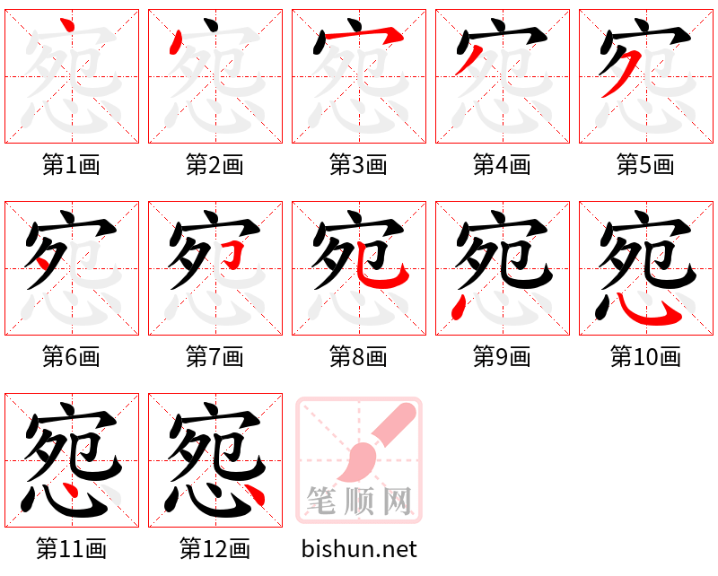 惌 笔顺规范