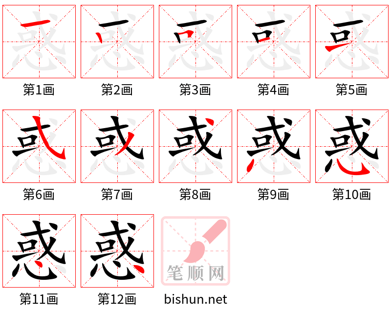 惑 笔顺规范