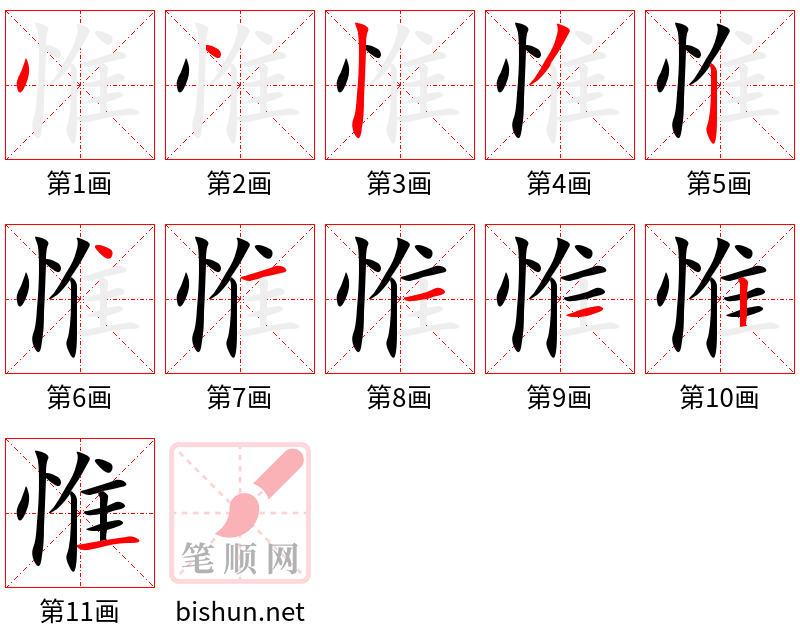 惟 笔顺规范