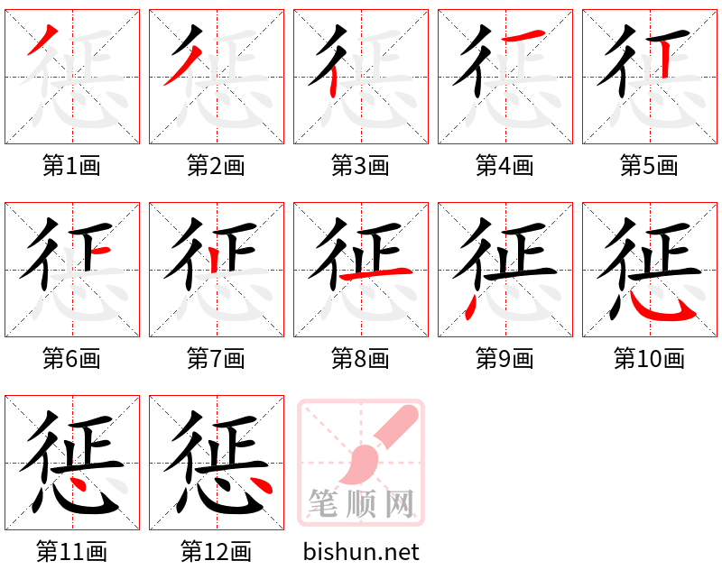 惩 笔顺规范