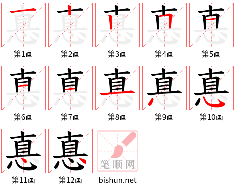 惪 笔顺规范