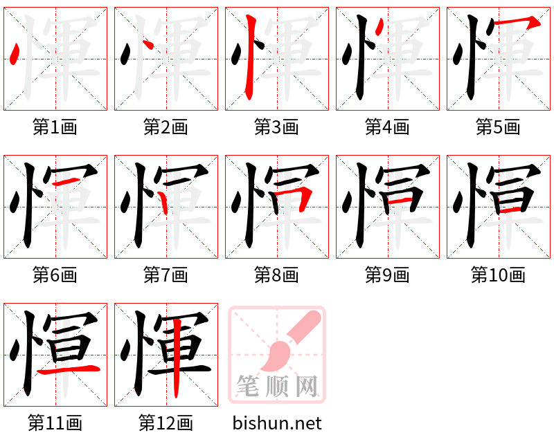 惲 笔顺规范