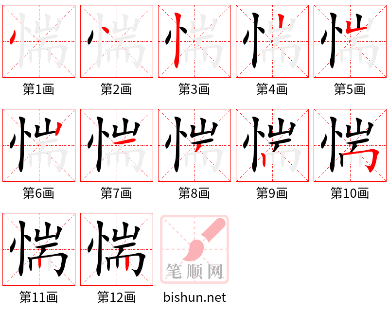 惴 笔顺规范