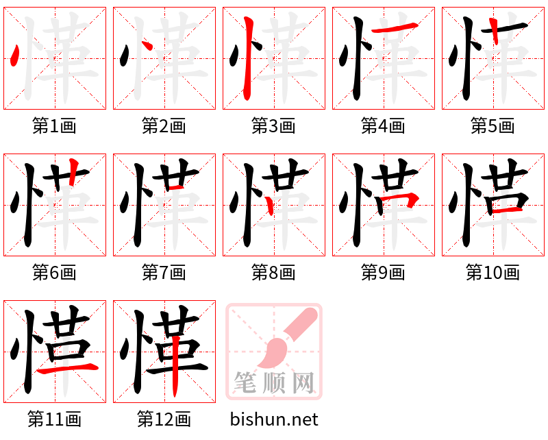 愅 笔顺规范