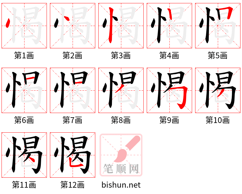 愒 笔顺规范