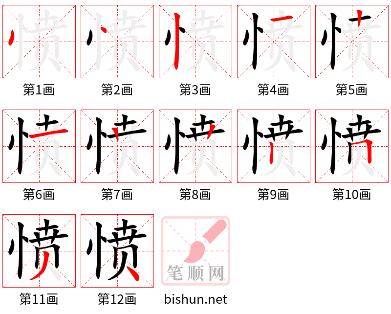 愤 笔顺规范