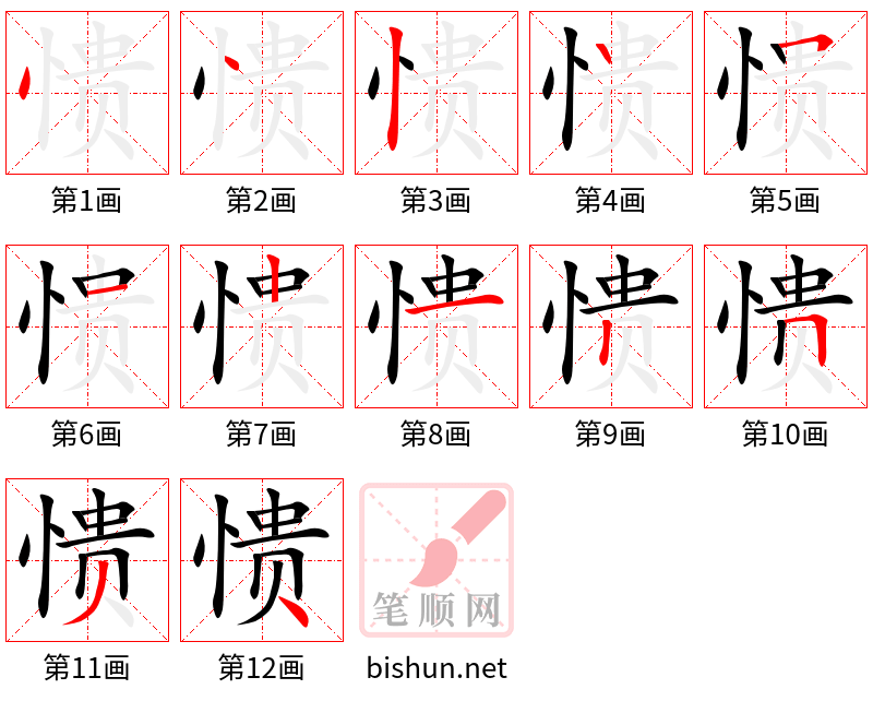 愦 笔顺规范