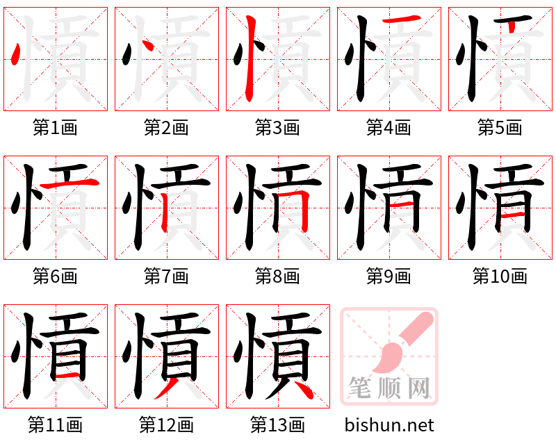 愩 笔顺规范