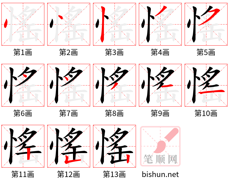 愮 笔顺规范