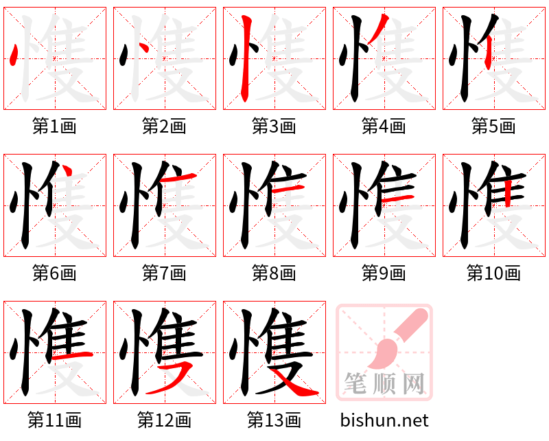 愯 笔顺规范