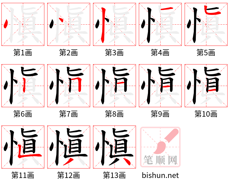 愼 笔顺规范