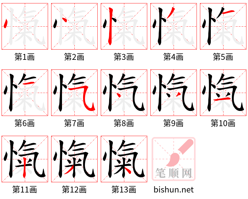 愾 笔顺规范