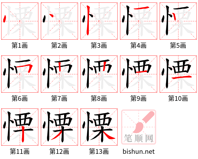 慄 笔顺规范