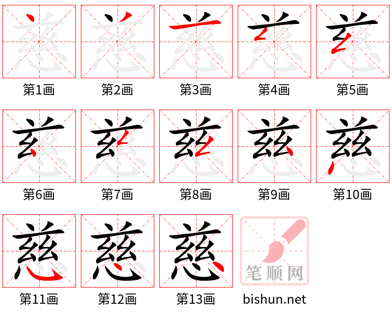 慈 笔顺规范