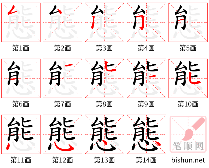 態 笔顺规范