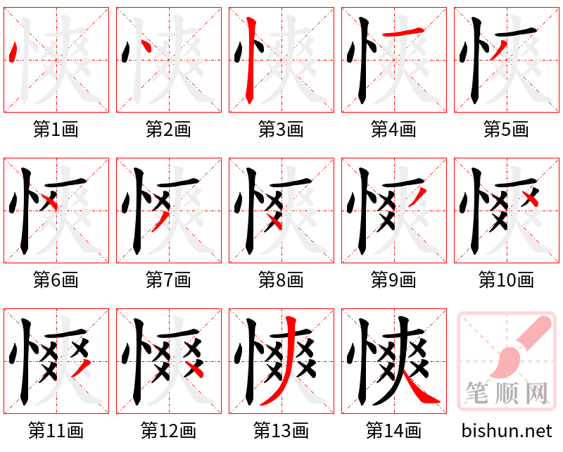 慡 笔顺规范