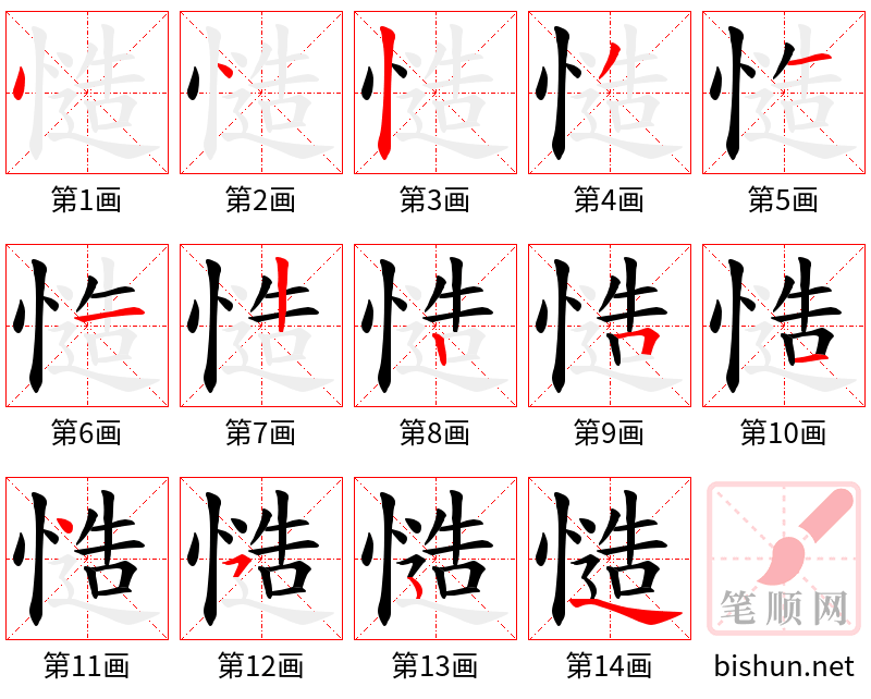 慥 笔顺规范