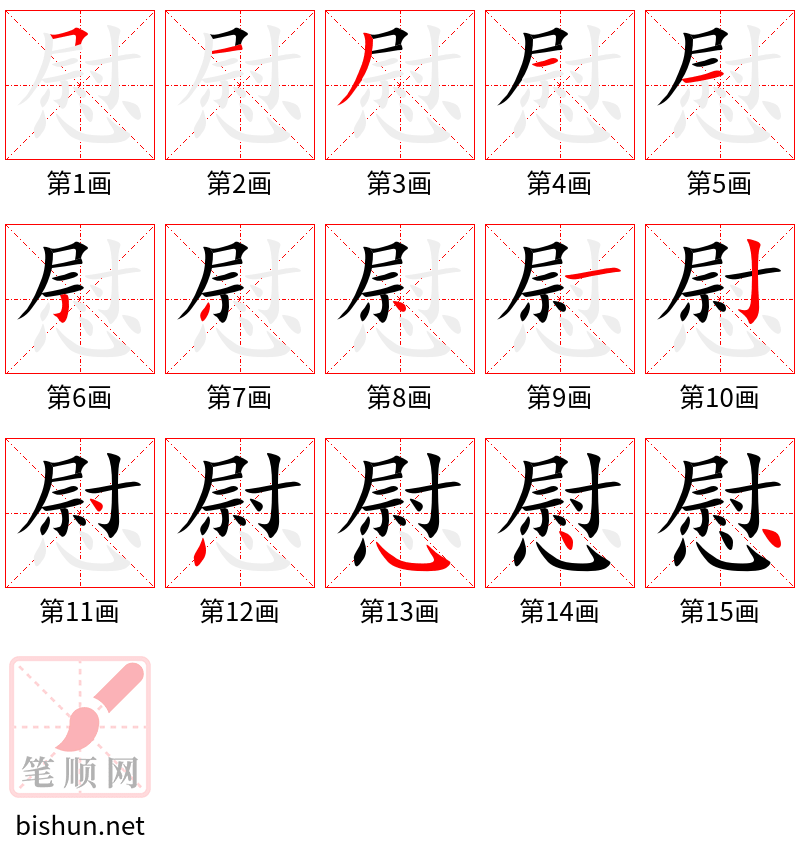 慰 笔顺规范