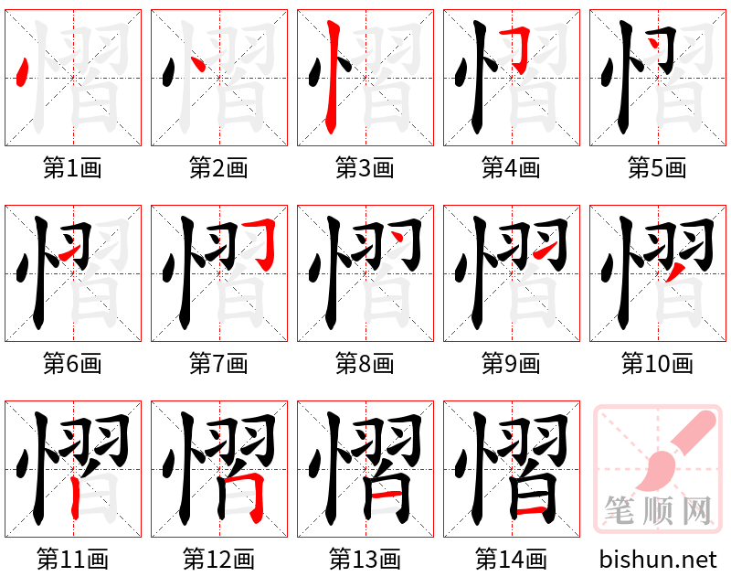 慴 笔顺规范