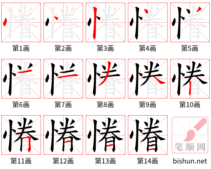 慻 笔顺规范