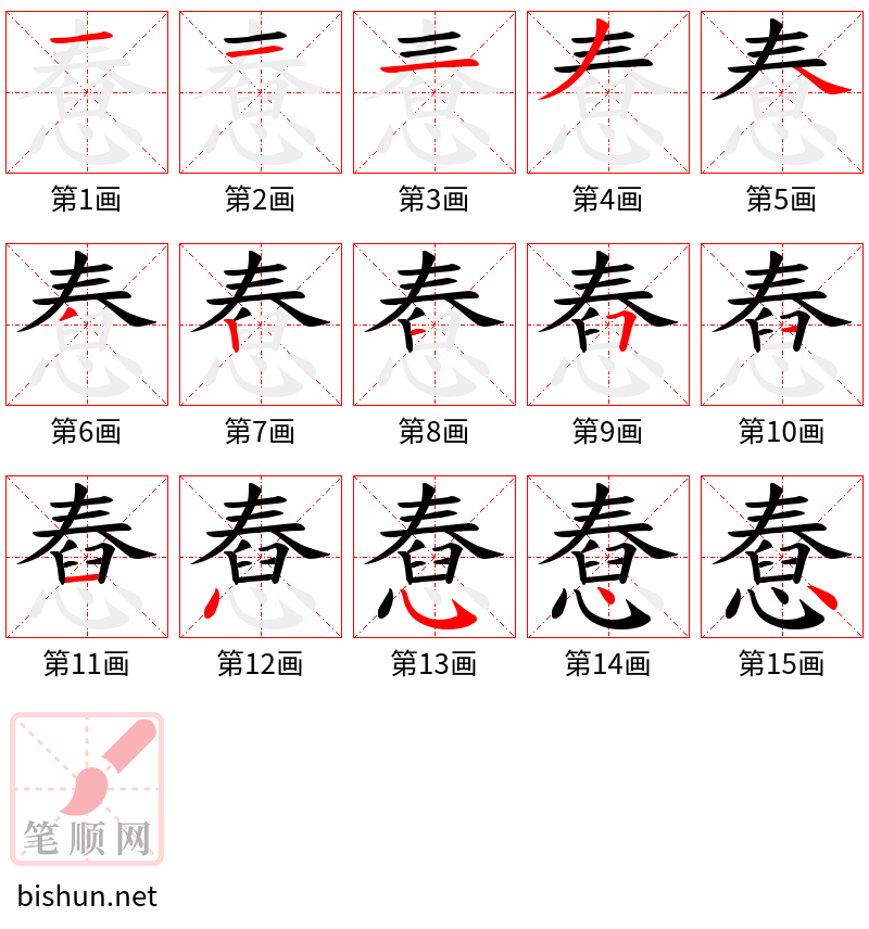 憃 笔顺规范