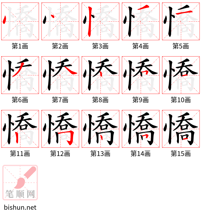 憍 笔顺规范