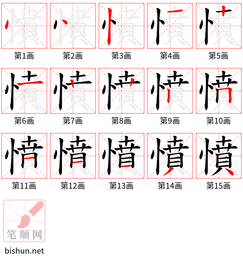 憤 笔顺规范