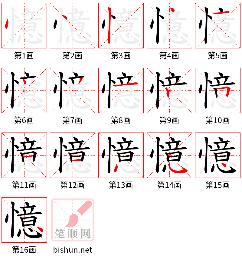 憶 笔顺规范