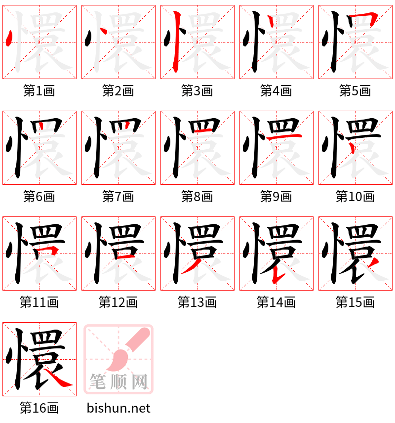 懁 笔顺规范