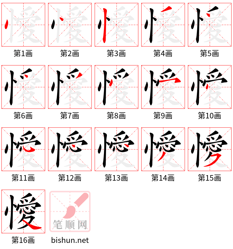 懓 笔顺规范