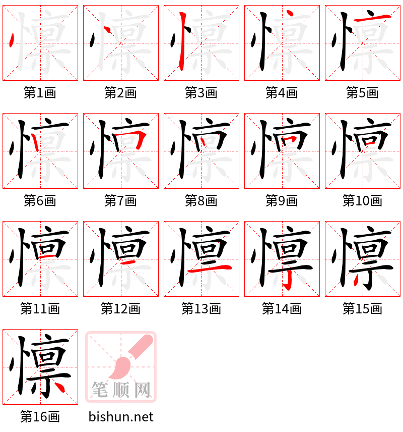 懔 笔顺规范