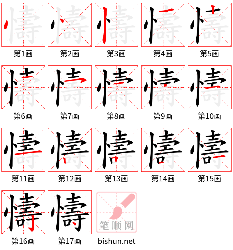 懤 笔顺规范