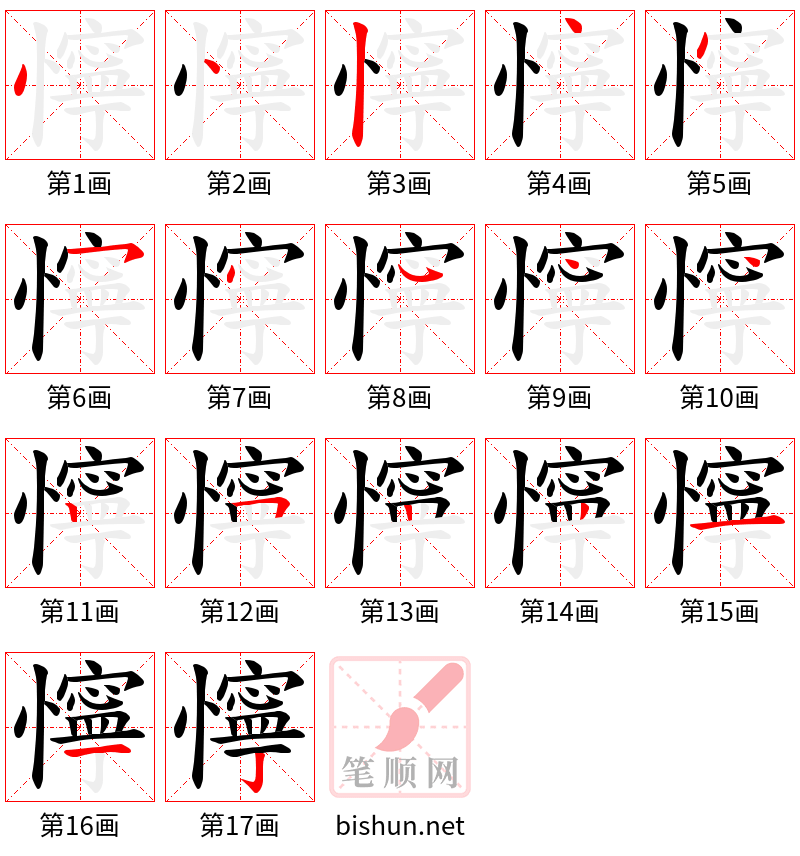 懧 笔顺规范