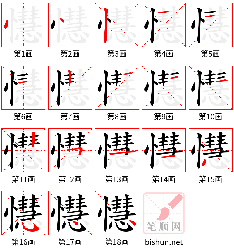 懳 笔顺规范