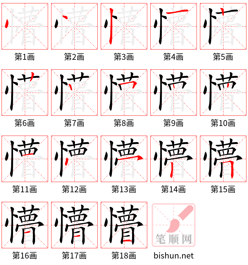 懵 笔顺规范