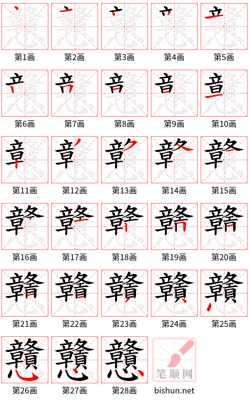 戇 笔顺规范