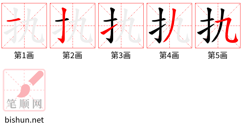 扏 笔顺规范