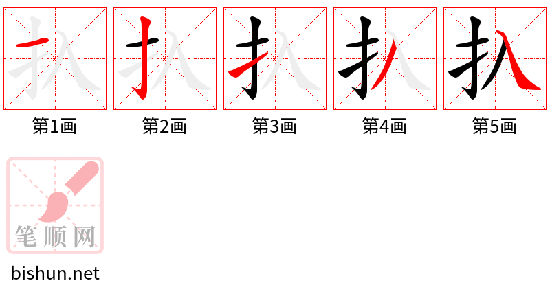 扖 笔顺规范