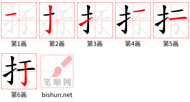 扜 笔顺规范