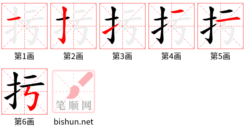 扝 笔顺规范