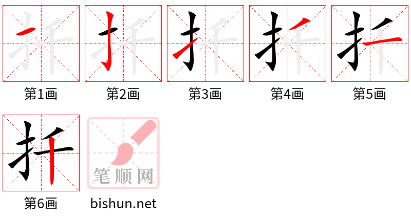 扦 笔顺规范