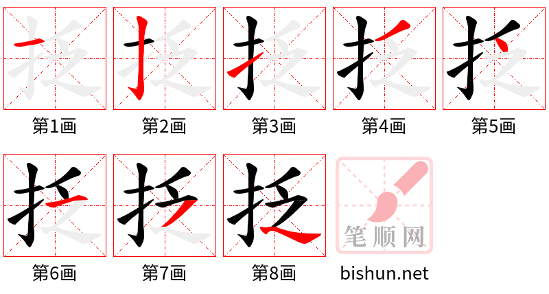 抸 笔顺规范