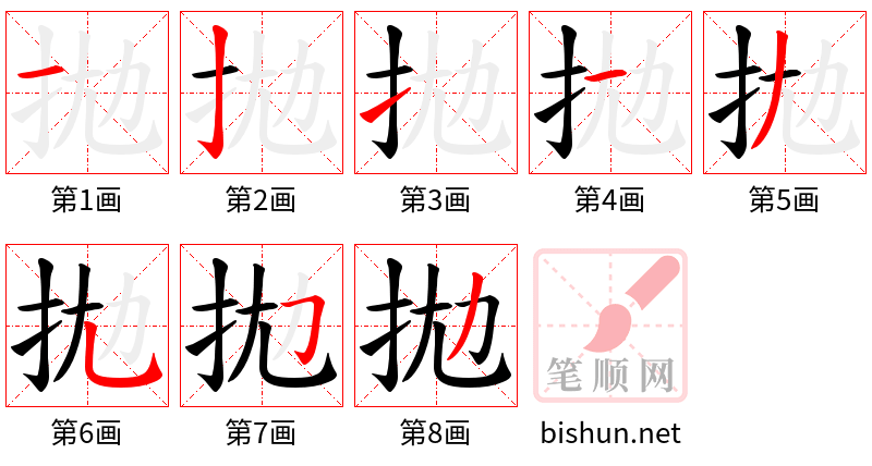 拋 笔顺规范