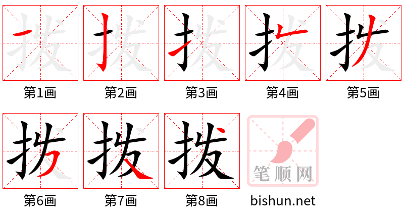 拨 笔顺规范