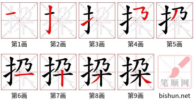 挅 笔顺规范