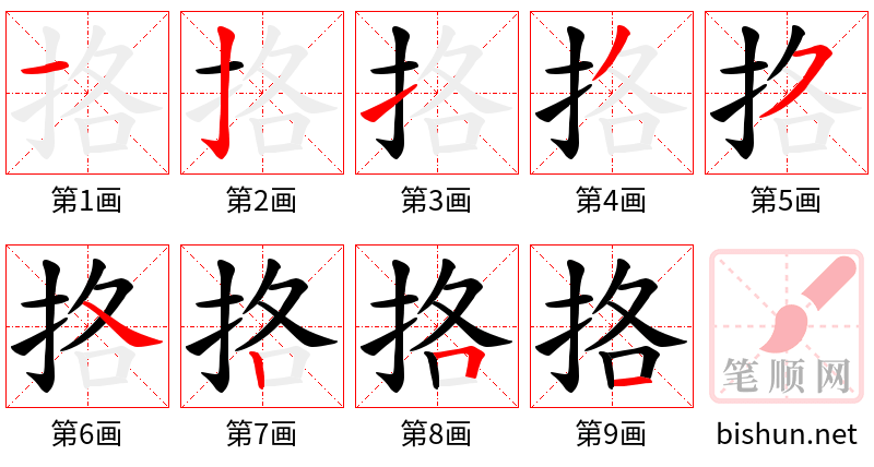 挌 笔顺规范