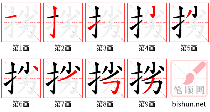 挘 笔顺规范