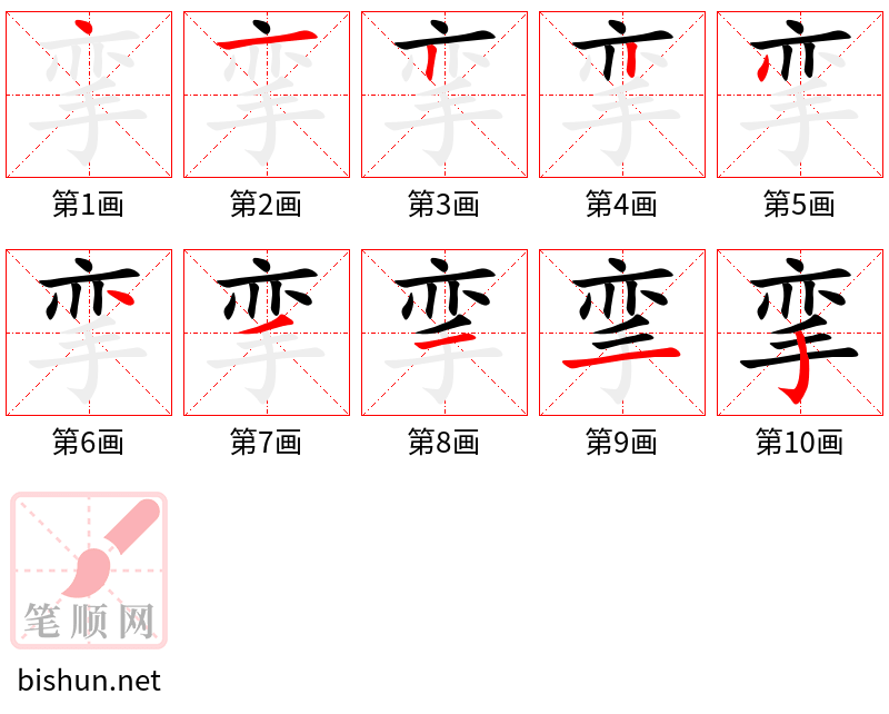 挛 笔顺规范