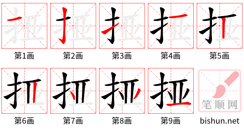 挜 笔顺规范