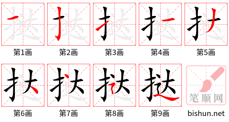 挞 笔顺规范